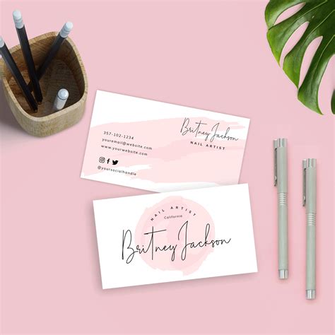 feminine business card diy watercolor business card template corjl
