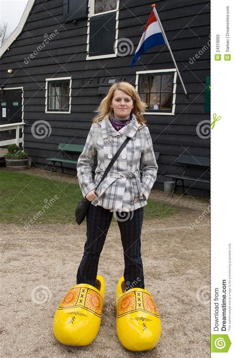 woman in dutch wooden shoes stock image image 24319065