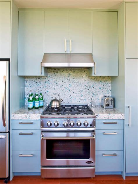 Terrazzo Backsplash In Kitchen With Blue Cabinets Hgtv