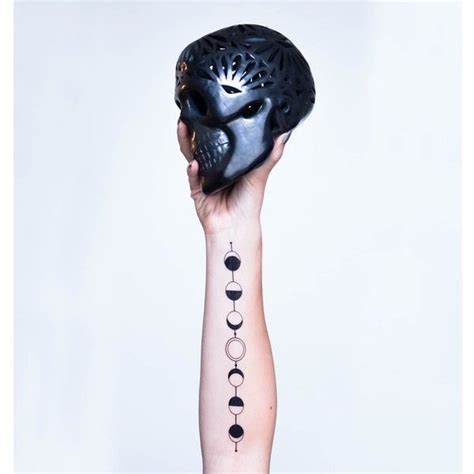 linear moon phases temporary tattoo 34 140 cop liked on