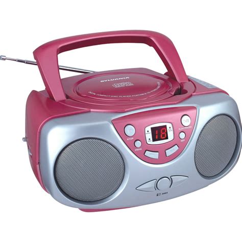 sylvania srcd portable cd player  amfm radio boombox pink walmartcom walmartcom
