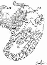 Mermaid Coloring Pages Mermaids Drawing Print Book Realistic Detailed Colouring Drawings Visit Siren Mythical Outline sketch template