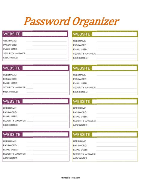 printable password tracker log templates  password