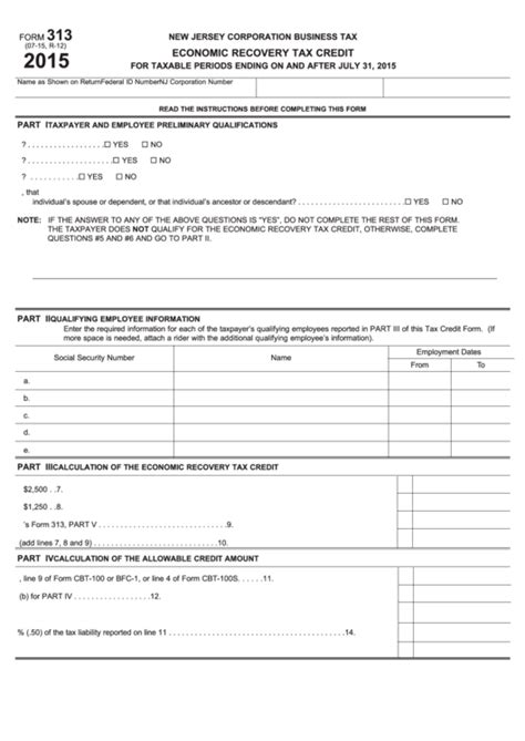 fillable form  economic recovery tax credit  printable