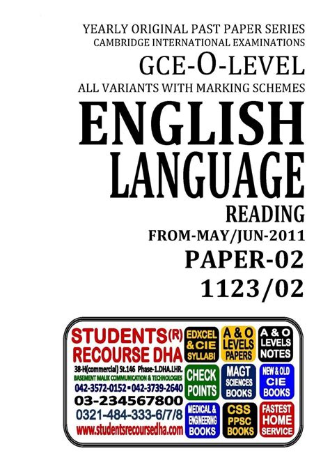 unsolved yearly  marking scheme  level english language p