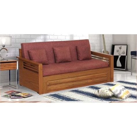 teak wood brown juniper three seater sofa cum bed by trendsbee at rs