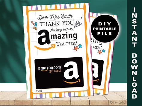 amazon gift card teacher holderprintable teacher giftback  school