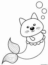 Sirene Coloring Cat Mignon sketch template