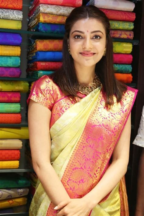 [110 ] Kajal Agarwals Latest Beautiful Green Silk Saree Hd