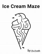 Maze Ice Cream Mazes Kids Printable Food Museprintables Sheet sketch template