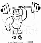 Man Fitness Clipart Barbell Cartoon Holding Coloring Hand Strong Vector Outlined Buff Bodybuilder Cory Arm Thoman Body Strongman Royalty Illustration sketch template