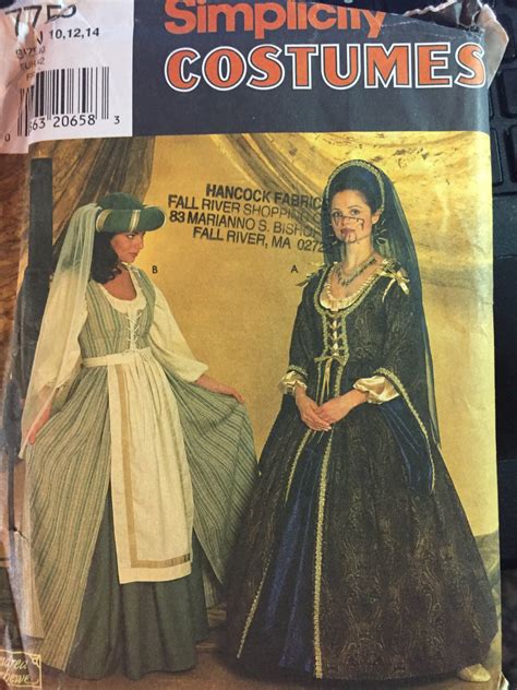 simplicity 7756 sewing pattern women s renaissance costume dress and hat