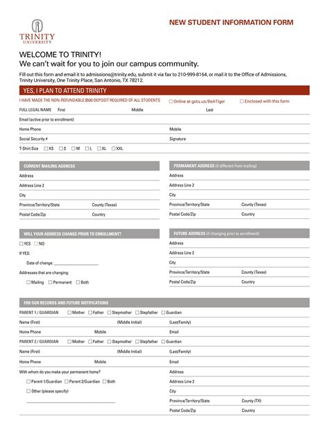 student information forms  ms word