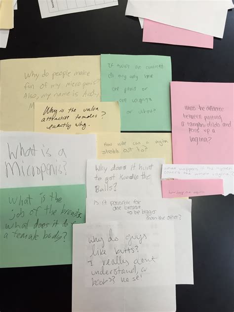 this is a sampling from three years of 9th graders anonymous sex ed questions to me album on