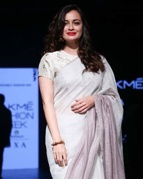 Dia Mirza In Hot White Saree At Lakme Fashion Week Actress Album