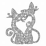 Lovers Coloring Animal Cat Designs Heart Samples sketch template