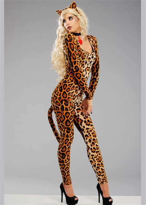 womens deluxe cute leopard catsuit costume leg avenue