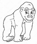 Gorilla Coloring Pages Cartoon Stock Baby Depositphotos Template Para Colorear Drawing Animales Silverback Color Peligro Angry St2 Getdrawings Emblem Isolated sketch template