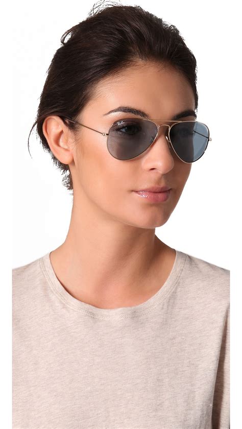 Ray Ban Aviator Sunglasses In Gold Crystal Sky Blue Blue