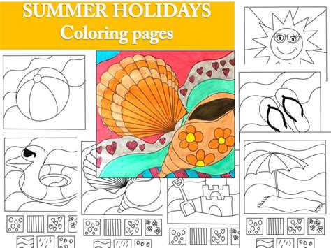 coloring pages summer beach holidays teaching resources