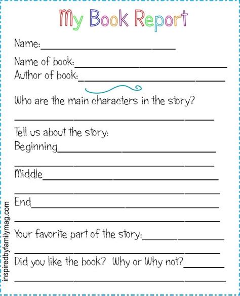 printable book report forms elementary inspired  family