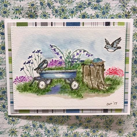 Art Impressions Wonderful Watercolor Handmade Card With Wagon Stump