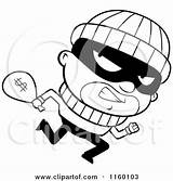 Burglar Cartoon Running Clipart Coloring Carrying Looking Sack Cash Back Thief Thoman Cory Outlined Vector Royalty Clipartof sketch template