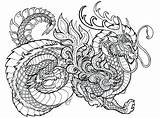 Dragon Coloring Pages Adults Chinese Kids sketch template