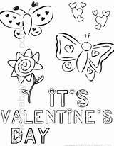 Coloring Butterflies Valentines Flowers Butterfly Valentine Printable Kids Print Hearts Holiday sketch template