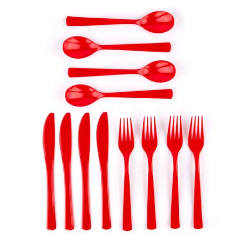 buy reusable red plastic cutlery set  pieces  gbp  card