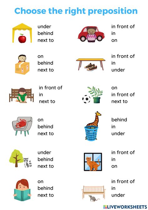 choose   preposition  place worksheet worksheets hour
