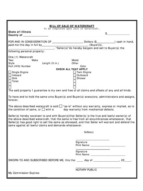 boat bill  sale illinois form fill   sign printable  template signnow