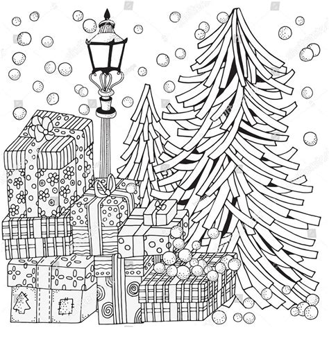 winter themed coloring pages  adults book  kids