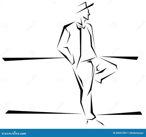 uomo stilizzato su una parete  il cappello illustrazione vettoriale