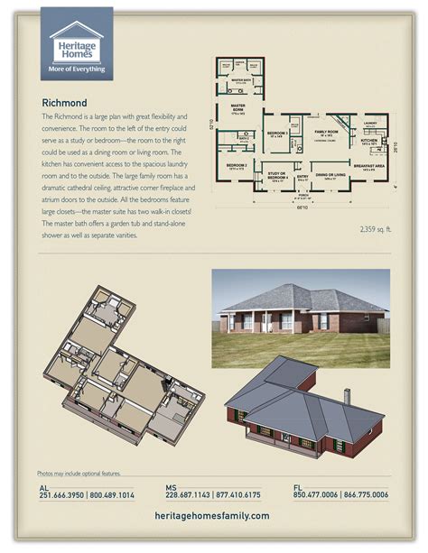 richmond heritage homes   plan floor plans plan front