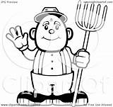 Farmer Cartoon Clipart Waving Outlined Coloring Vector Cory Thoman Drawing Clip Getdrawings Royalty Clipartof sketch template
