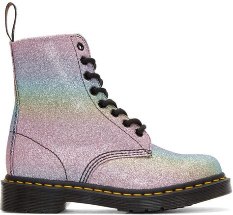 dr martens multicolor pascal rainbow glitter boots  festival shoes  popsugar