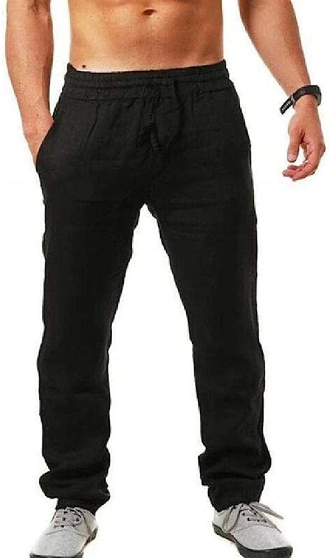 Men Polyester Trousers Summer Pants 3xl Casual Male Solid Elastic Waist
