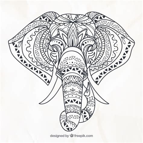 patterned elephant drawing  getdrawings