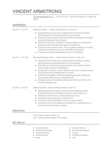 staffing consultant resume examples  tips zippia