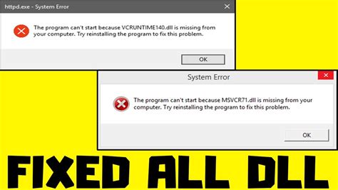 how to fix all dll file missing error in windows pc windows 10 8 1 7