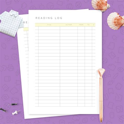 blank reading log template template printable