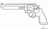 Draw Drawing Gun Revolver Drawings Weapon Pistol Magnum Cartoon Colt Step Cool Guns Coloring Tattoo Pages Line Weapons Book Easy sketch template