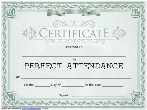 perfect attendance certificate template word