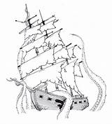 Kraken Sinking Pirate Favourites sketch template