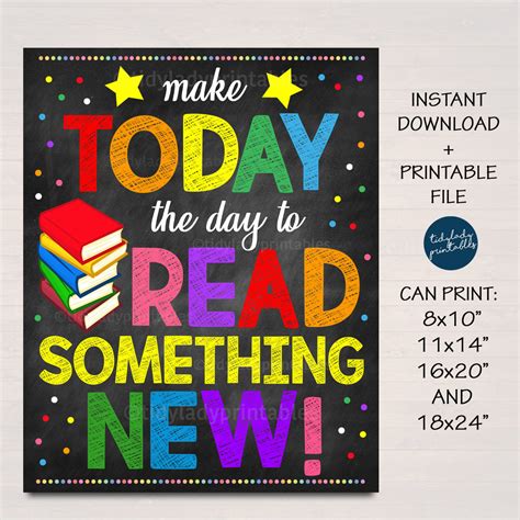 reading poster school library tidylady printables