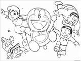 Doraemon His Friends Drawing Coloring Pages Cheerful Color Online Getdrawings Print Printable sketch template