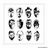 Masks Coloring Africa Pages Adult African Adults Color Printable Different Birds sketch template