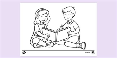 children reading book colouring sheet colouring sheets