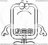 Mascot Depressed Smart Phone Clipart Cartoon Outlined Coloring Vector Cory Thoman Royalty sketch template